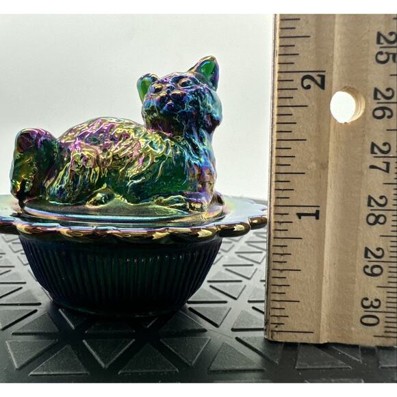 Rare Vintage Mosser Iridescent Carnival Glass Cat Nest - Picture 5 of 9